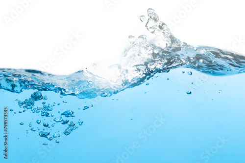 Water Wave, Water Bubbles. Freshness Pure Water Splashing Isolated on White.