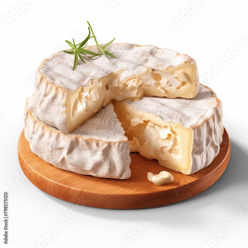 Baked Camembert Cheese isolated on White background