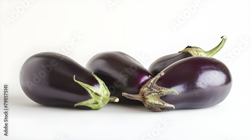 Fresh eggplants isolated on white background, Fresh eggplant isolated on white background with clipping path ai generated 