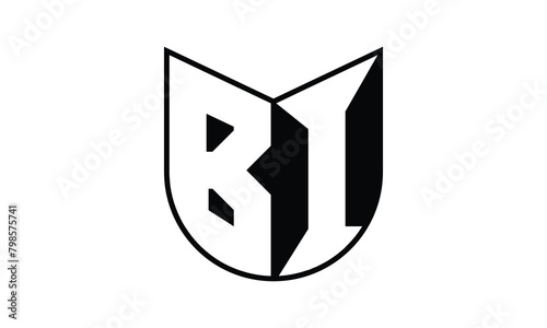 BI initial letter bat icon gaming logo design vector template. batman logo, sports logo, monogram, polygon, war game, symbol, playing logo, abstract, fighting, typography, icon, minimal, wings, battle