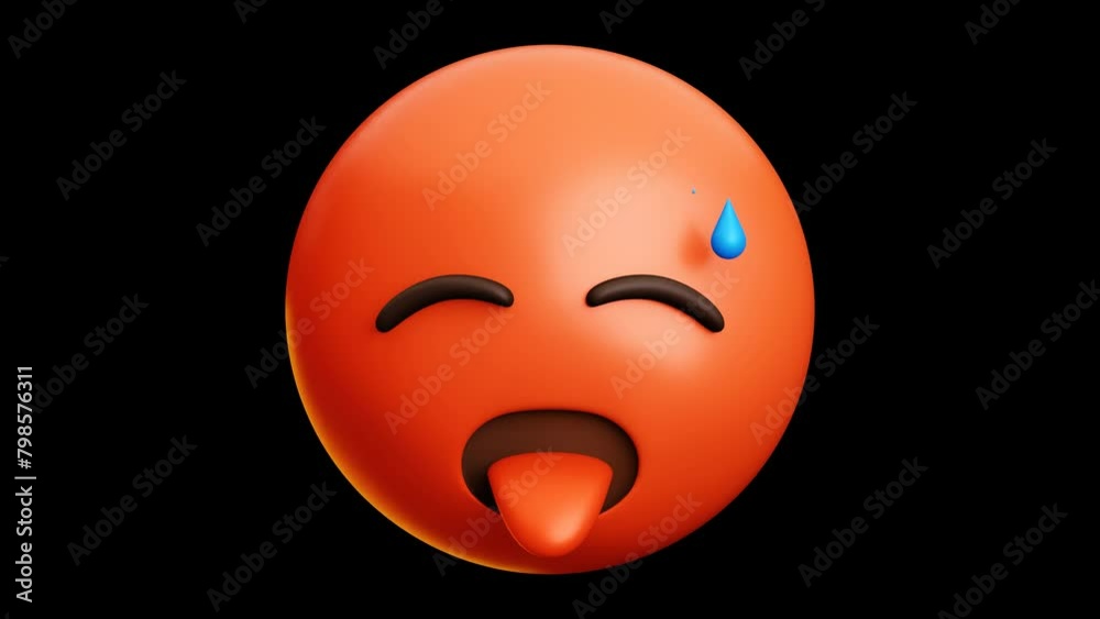 Hot, fever face emoji, 3d emoticon animation, Alpha channel, Transparent video Hot, fever face emoji, 3d emoticon animation, Alpha channel, Transparent video