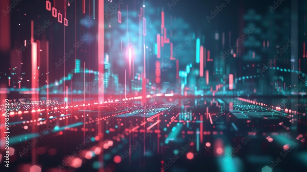 Fototapeta premium Stock market or forex trading graph in futuristic concept suitable for financial investment or Economic trends business idea and all art work design. Abstract finance background