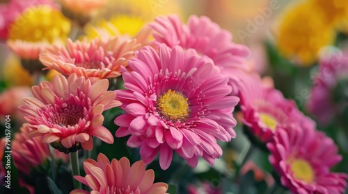 Close up Beauty of Chrysanthemum Flowers and Daisies