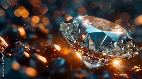 Diamond closeup realistic cut, light photo