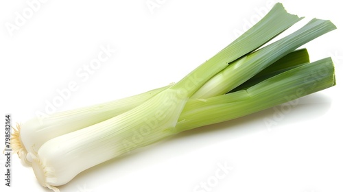 A bunch of fresh green onions (sometimes called shallots or scallions), isolated on white, Spring onions on a white background ai generated 