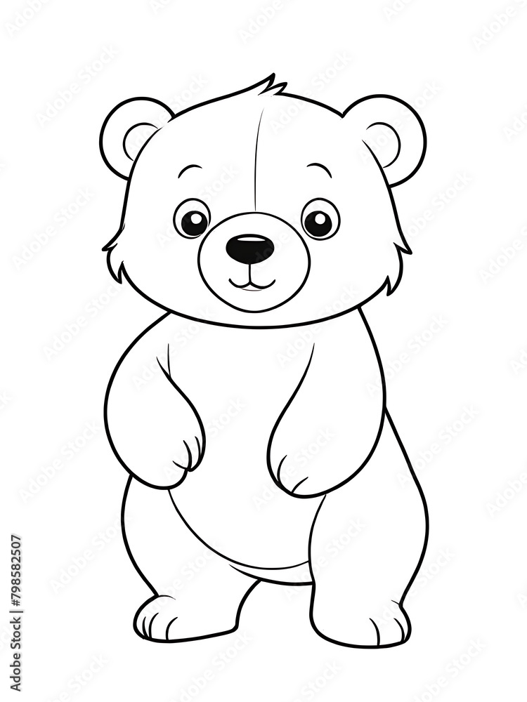 Vector illustration cartoon Bear coloring page design ai generated