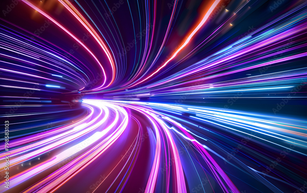 Imitation of the movement of information flow using a large number of multi-colored neon lines. Technology background Imitation of the movement of information flow using a large number of multi-colored neon lines. Technology background