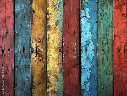 Old, grungy, colorful wood background