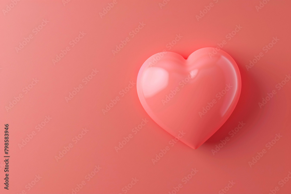 Floating Love: A Delicate Pink Heart Soaring Above a Pastel Red Background