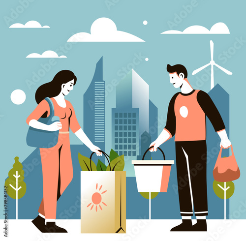 Green Energy City Lifestyle vector