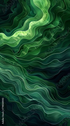 horizontal banner with waves modern waves background illustration with dark green, olive drab and very dark green color