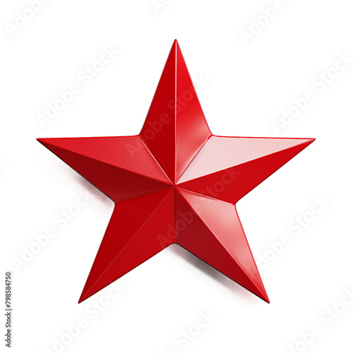 Red star isolated on transparent background. Vector illustration.