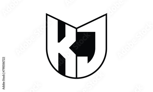 KJ initial letter bat icon gaming logo design vector template. batman logo, sports logo, monogram, polygon, war game, symbol, playing logo, abstract, fighting, typography, icon, minimal, wings, battle