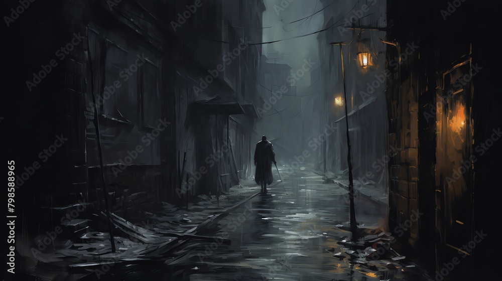 Experience the spine-chilling thrill of a mysterious figure in a dark ...