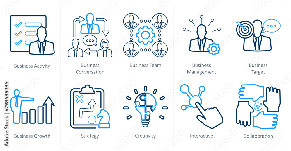 A set of 10 mix icons as business activity, business conversation, business team A set of 10 mix icons as business activity, business conversation, business team