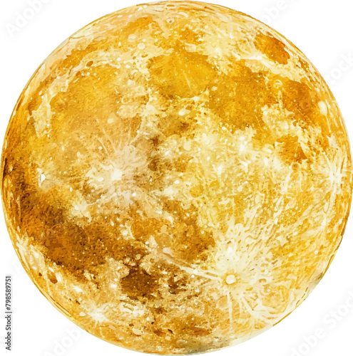 Watercolor yellow full moon clipart