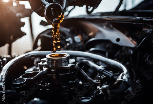 motor pouring engine oil automotive tank change reusing service  