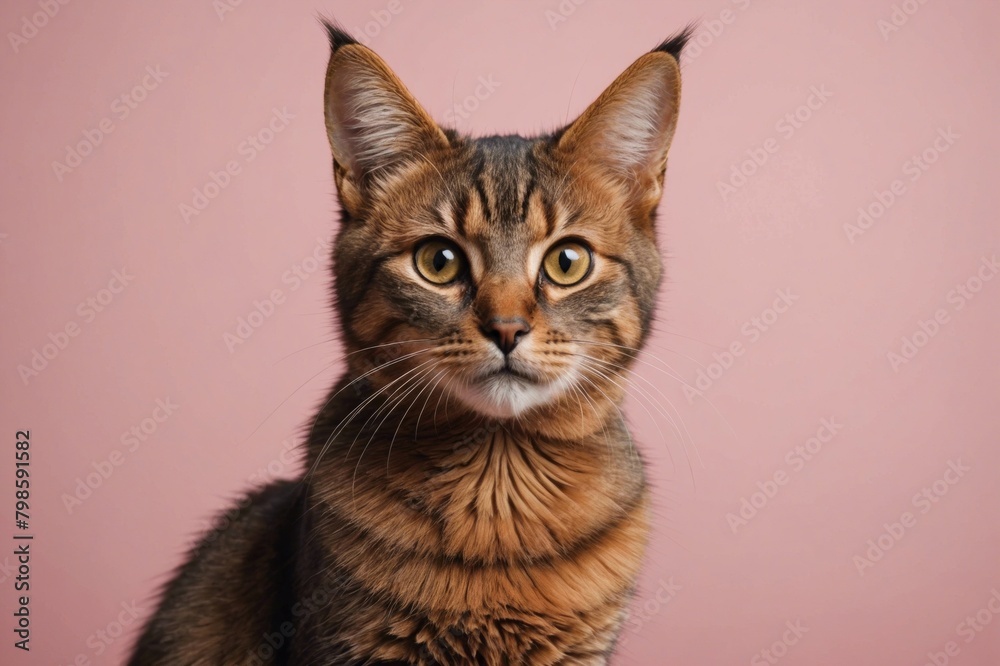 Portrait of Somali cat looking at camera, copy space. Studio shot. Portrait of Somali cat looking at camera, copy space. Studio shot.