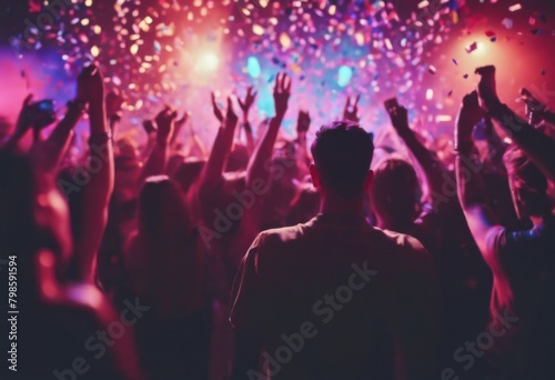 'together dancing people nightlife Soft club Concert dj party event Friends music Entertainment having nightclub concept festival confetti young afterparty fun playing summer fes' photo