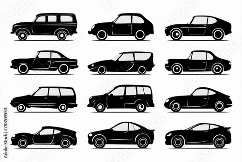 A set of different designs car on white background, set of cars 