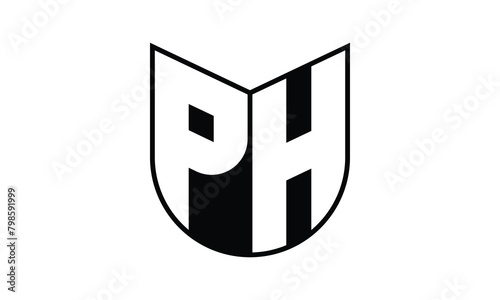 PH initial letter bat icon gaming logo design vector template. batman logo, sports logo, monogram, polygon, war game, symbol, playing logo, abstract, fighting, typography, icon, minimal, wings, battle