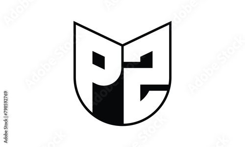 PZ initial letter bat icon gaming logo design vector template. batman logo, sports logo, monogram, polygon, war game, symbol, playing logo, abstract, fighting, typography, icon, minimal, wings, battle