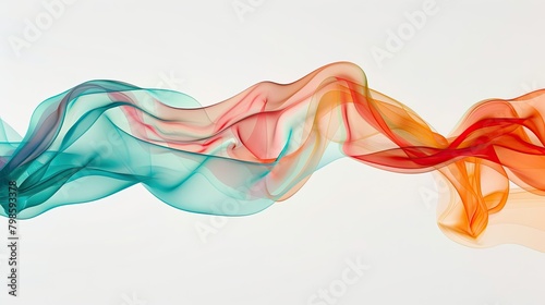 Gradient burst of colors resembling a silk ribbon dance in opulent teal and coral