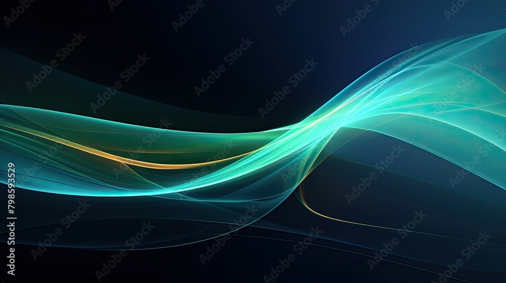 Naklejka premium Fluid motion waves in a cosmic palette of midnight blue and cosmic teal