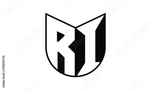 RI initial letter bat icon gaming logo design vector template. batman logo, sports logo, monogram, polygon, war game, symbol, playing logo, abstract, fighting, typography, icon, minimal, wings, battle