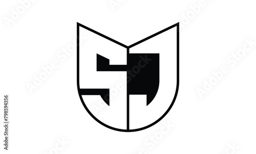 SJ initial letter bat icon gaming logo design vector template. batman logo, sports logo, monogram, polygon, war game, symbol, playing logo, abstract, fighting, typography, icon, minimal, wings, battle