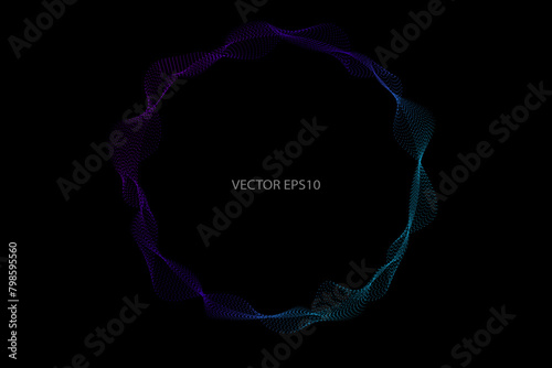 Vector in concept of AI technology, science, music.
circles lines wavy in round frame isolated