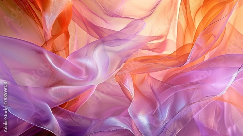 Gradient burst of colors resembling a silk ribbon dance in ethereal lavender and peach photo