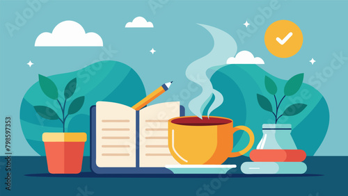 A morning routine of journaling and sipping on a warm cup of tea setting a peaceful and mindful tone for the day..