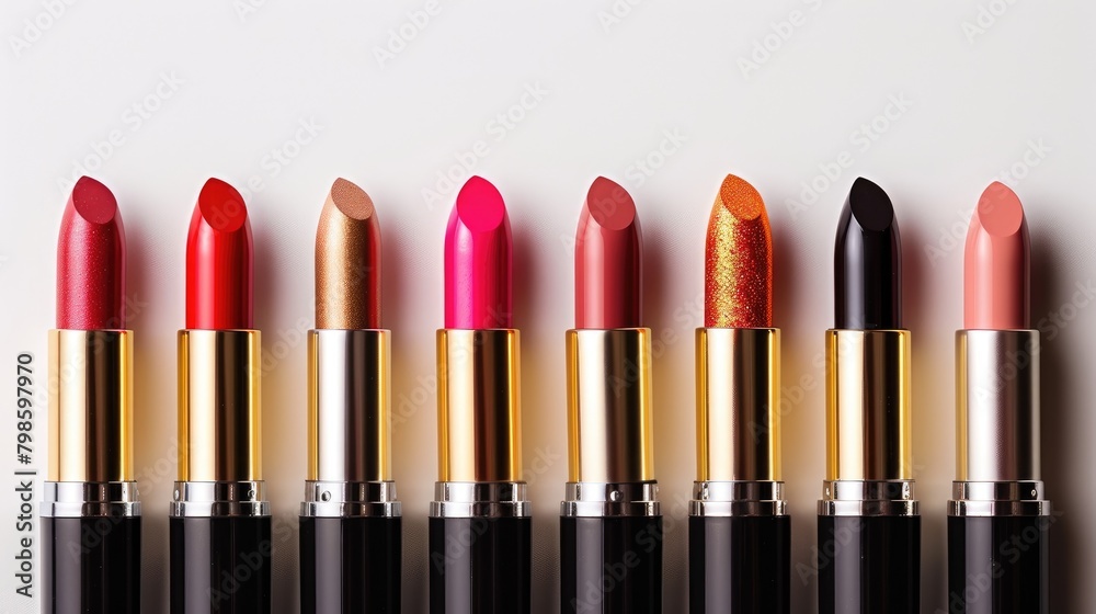Attractive lipsticks set against a white backdrop