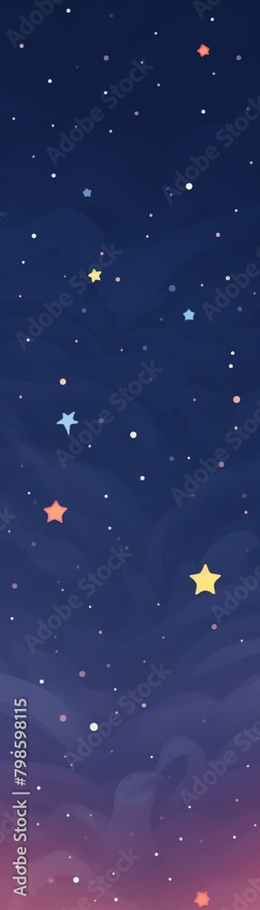 A serene night sky background transitioning from deep blue to soft pink, dotted with twinkling stars.