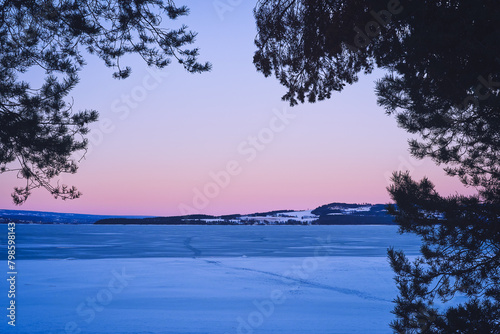 From an evening walk by Lake Mjosa in late winter.