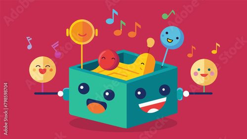 A music box with different melodies representing the range of emotions each identity brings.. Vector illustration