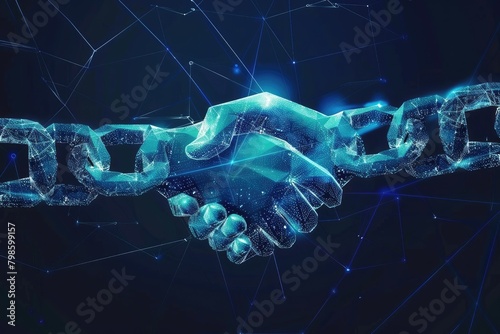Blockchain technology agreement handshake business concept, Hands chain link internet connection © BOONJUNG