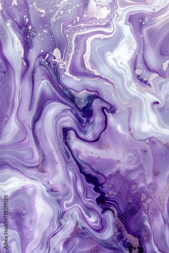 The interplay of deep purple hues with sparkling gold accents creates a luxurious and dynamic abstract art piece
