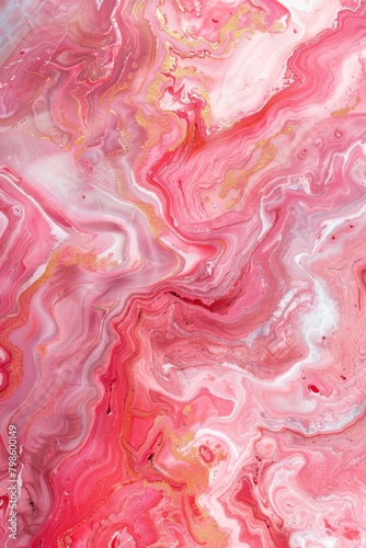 Pink marble texture with intricate swirls and veins, highlighted by luxe gold accents for a touch of opulence