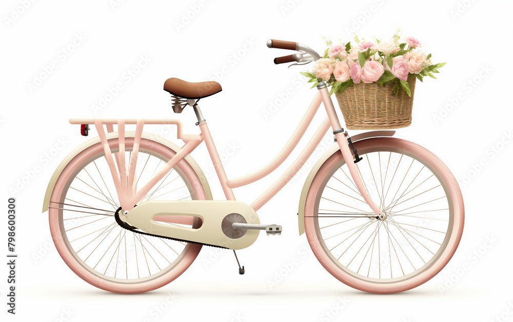 Pastel Pink City Cruiser Bike on white background.