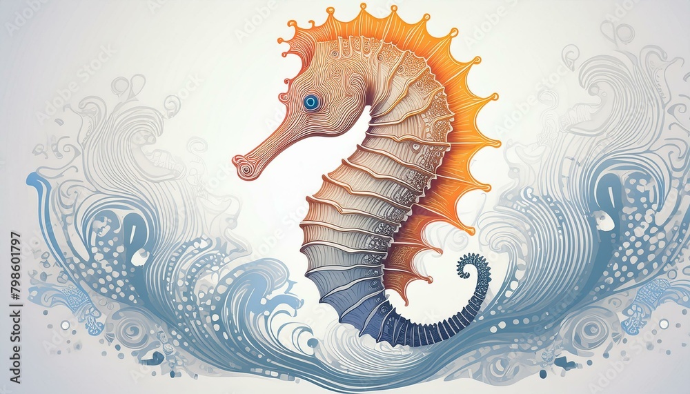 illustration of a dragon Elegant Seahorse: Minimalistic Zentangle-Like Vector Design
