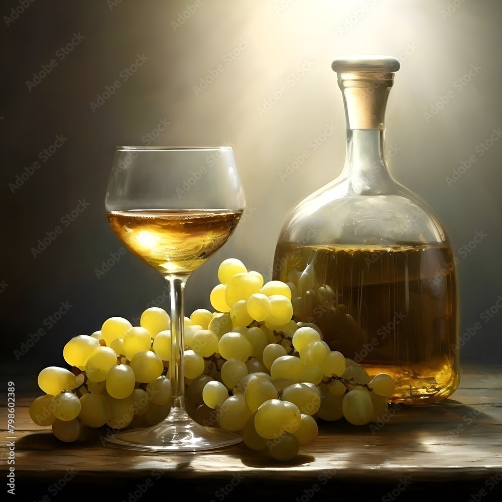Stillleben - helle Trauben, Glas mit einem hellen Getränk, Karaffe. Hintergrund für das Design 2. Stillleben - helle Trauben, Glas mit einem hellen Getränk, Karaffe. Hintergrund für das Design 2.