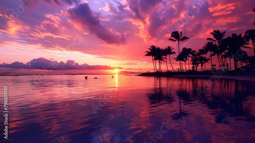 sunset over a tropical beach