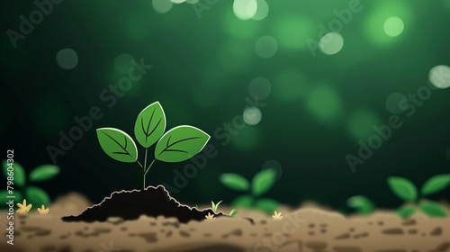 A new seedling emerges from dark soil, symbolizing growth and renewal, with space for text or design for Earth Day or naturethemed backgrounds photo