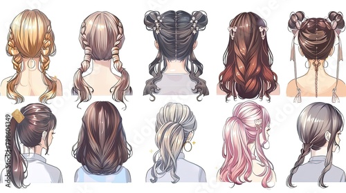 Discover a kaleidoscope of anime hairstyles, a vibrant play of color and charm. photo