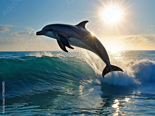 Dolphin jumping from the sea surface