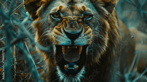 Close up of roaring lion © choco