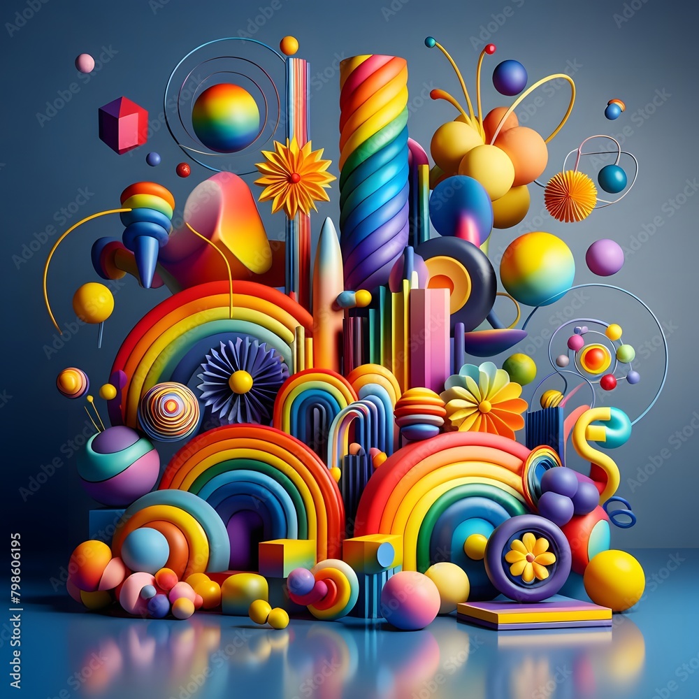 Vibrant Spectrum Abstract Rainbow Objects Collection for Creative Projects