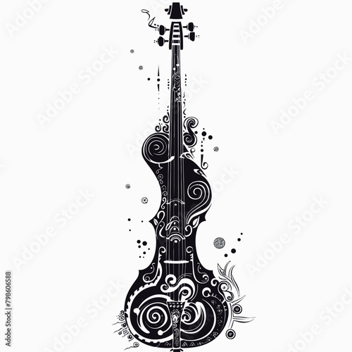 Illustration of a wooden harp isolated on a white background.